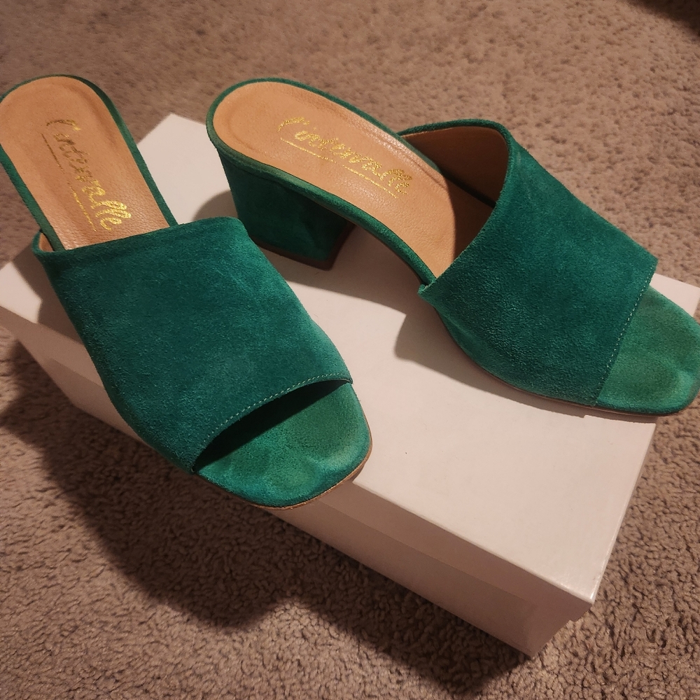 Green Suede Women’s Mules by